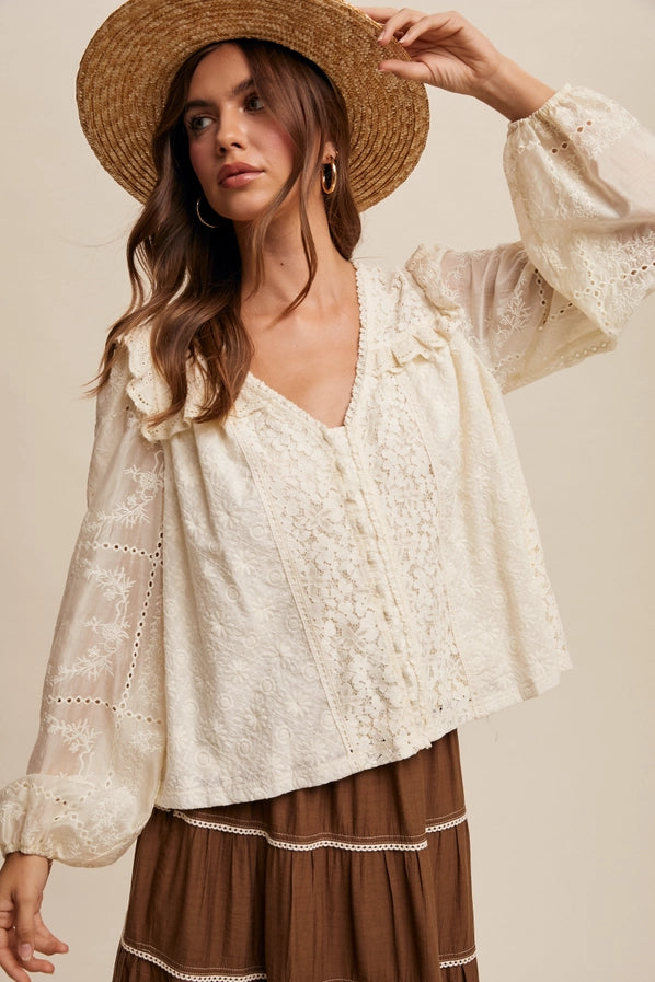 Charlie Embroidered Lace Blouse