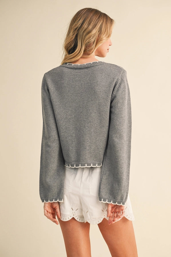 Dominique Edge Stitch Contrast Sweater