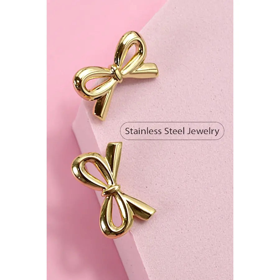 Stainless Steal Tarnish Free Bow Stud Earrings