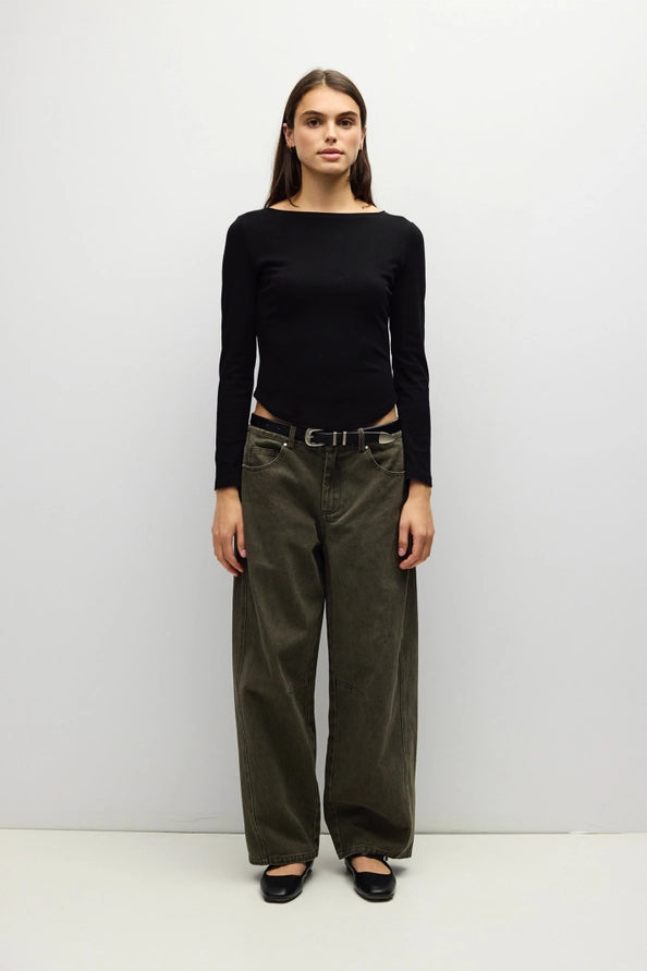 Janel Wide Neck Long Sleeve/Blk