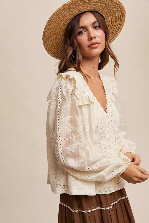 Charlie Embroidered Lace Blouse