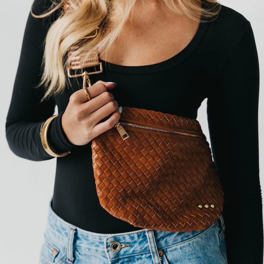 Westlyn Woven Brown Crossbody Bag