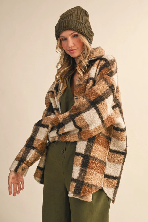 Teddy Plaid Oversized Shacket