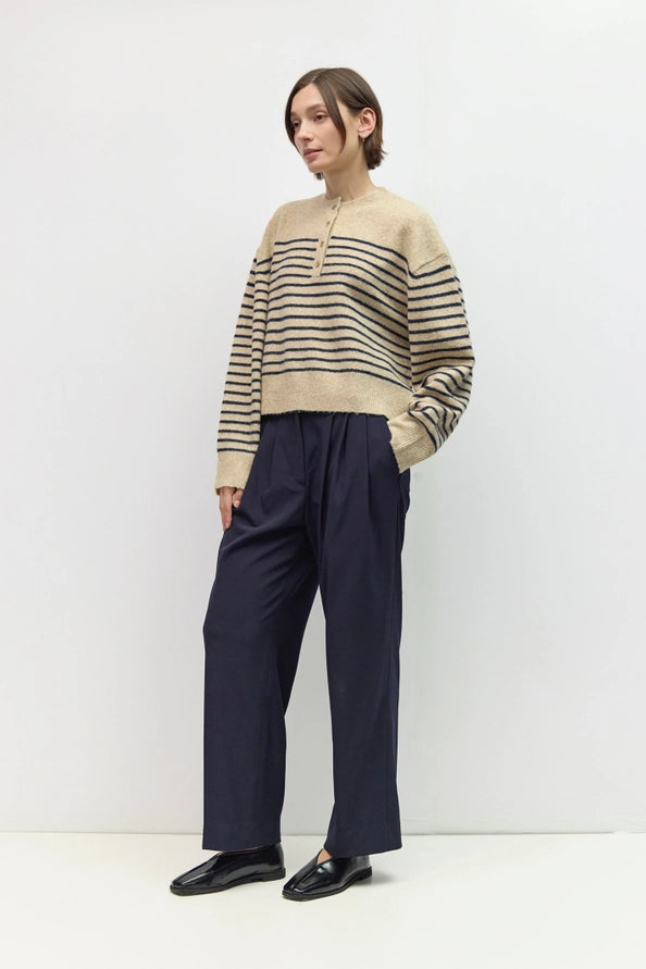 Kayley Partial Button Up Stripe Sweater