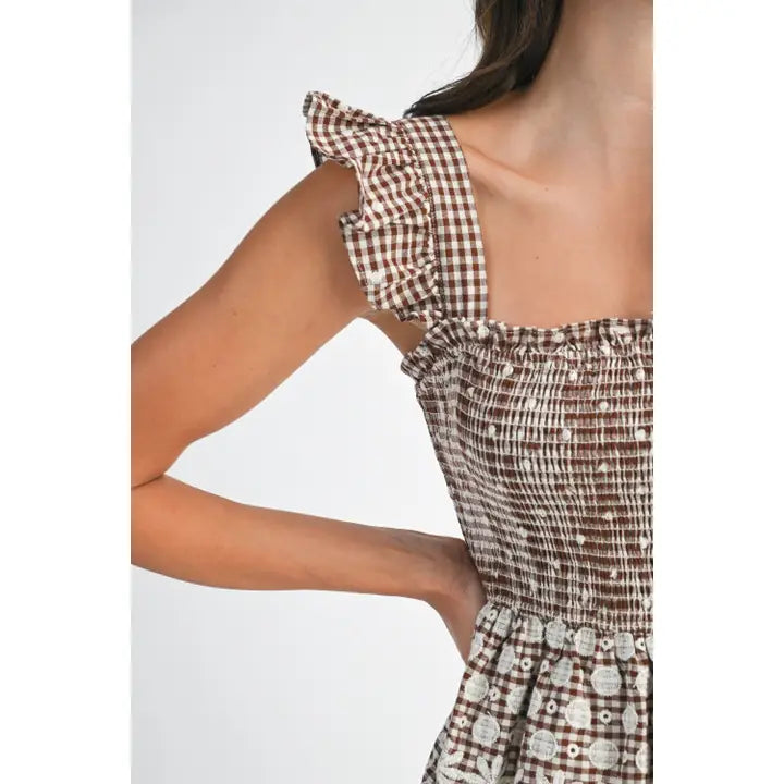 Kelly Gingham Smocked Peplum