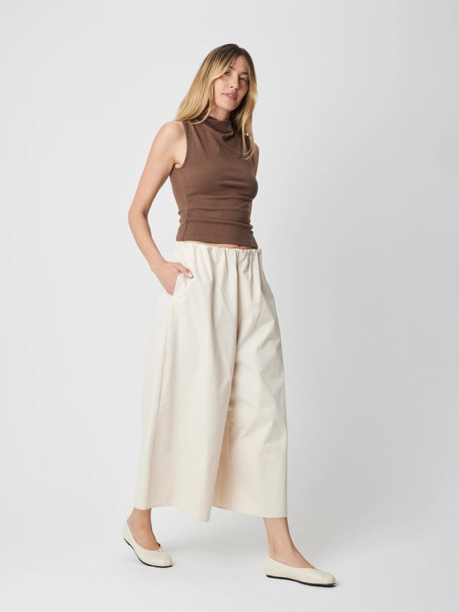 Suzy Cowl Neck Tank Top w/ Scoop Back Detail/Brown