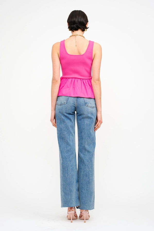 Amanda Mixed Media Peplum Top