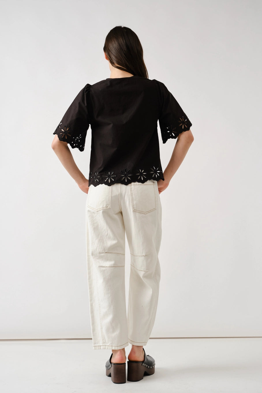 Lydia Flower Cut Out Front Tie Shirt