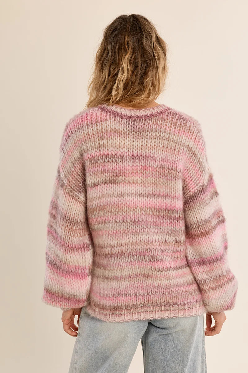 Gracie Tie Dye Knit Pink Sweater