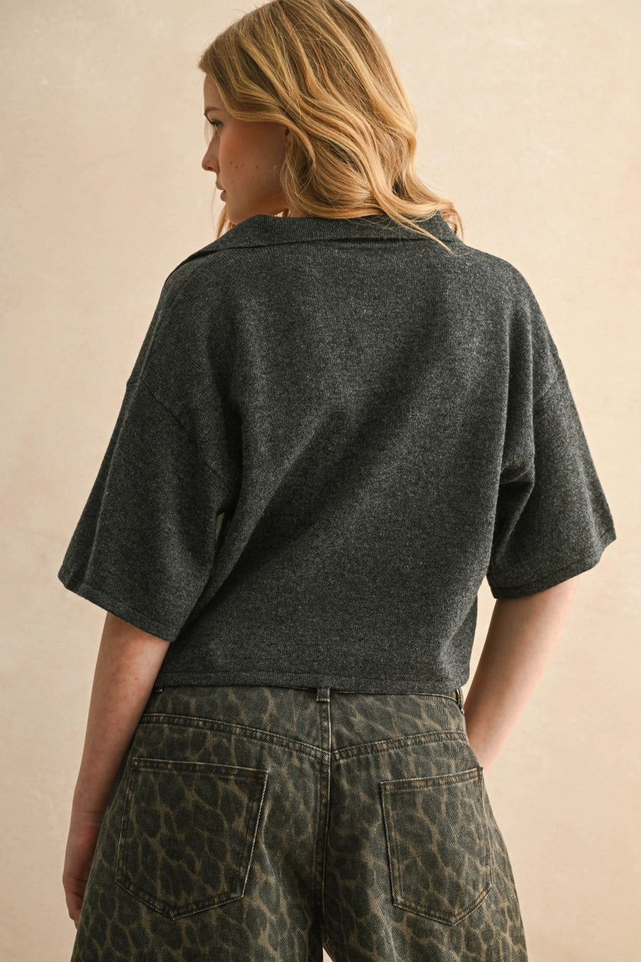 Naomi V Neck Knit Polo Top