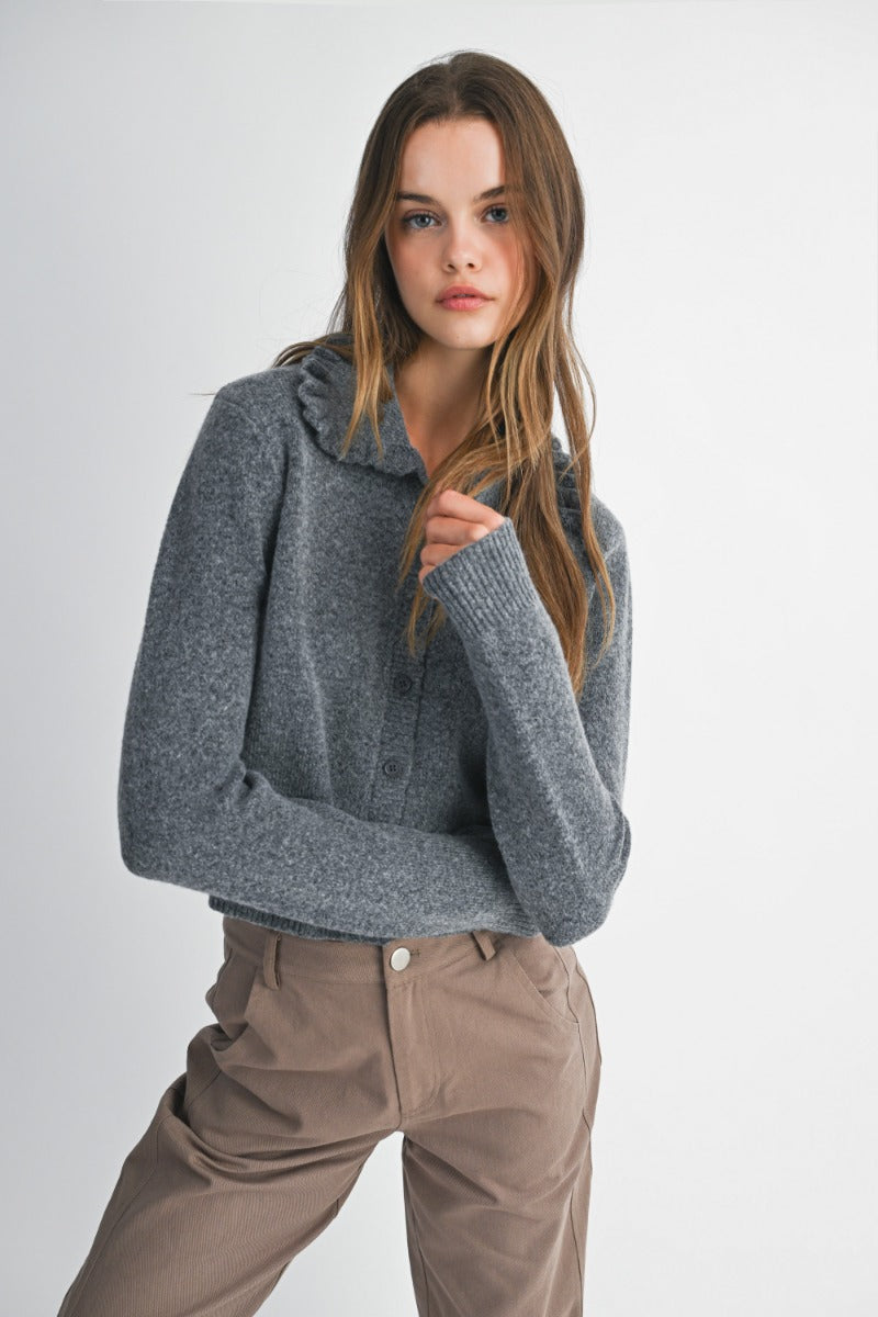 Sawyer Ruffle Collar Cardigan