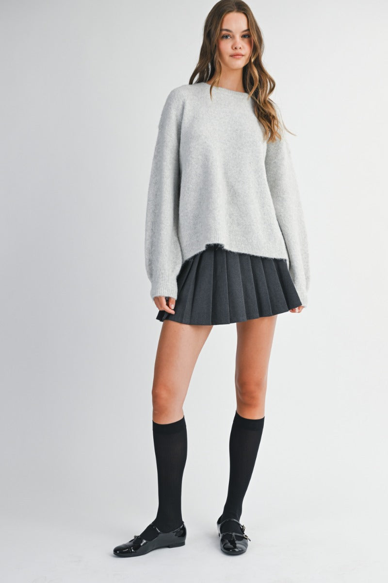 Ashley Open Back Bow Details Sweater