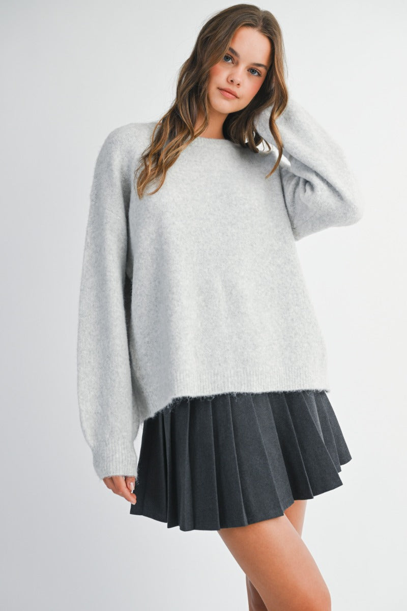 Ashley Open Back Bow Details Sweater