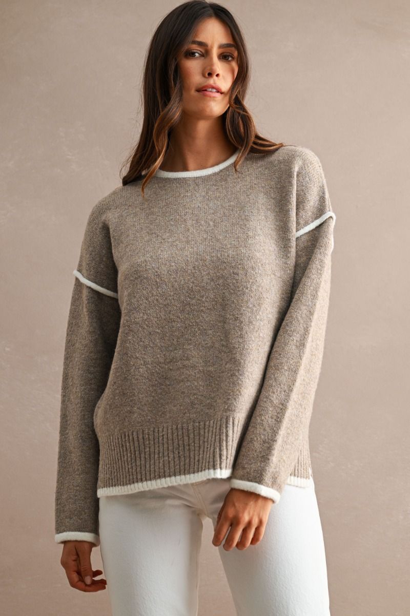 Dolly Contrast Sweater/Mocha