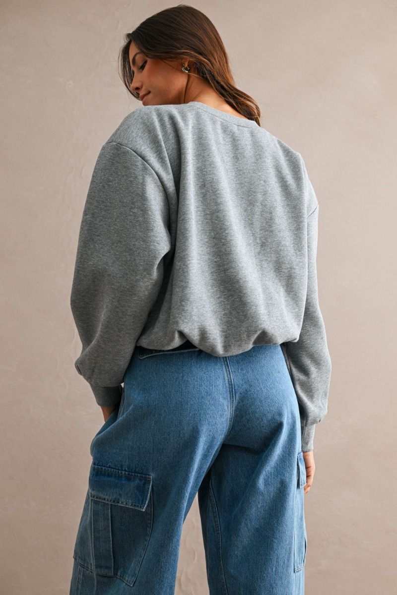 Mae Bubble Hem Sweatshirt/Grey
