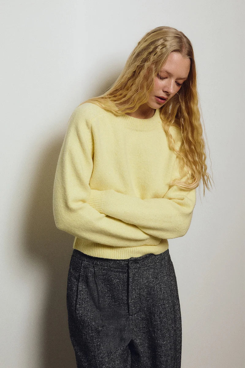 Lexi Ribbed Crop Sweater/Yellow