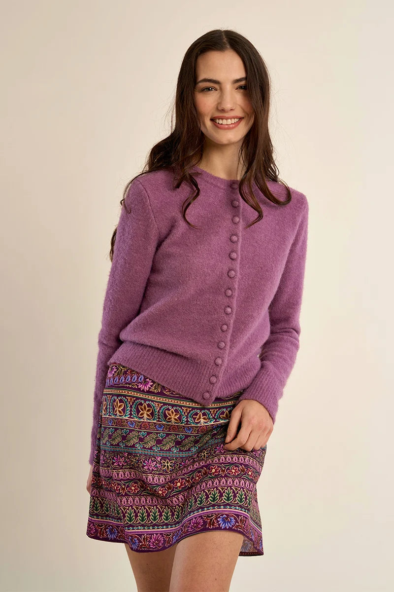 Rowan Buttoned Cardigan/Mauve