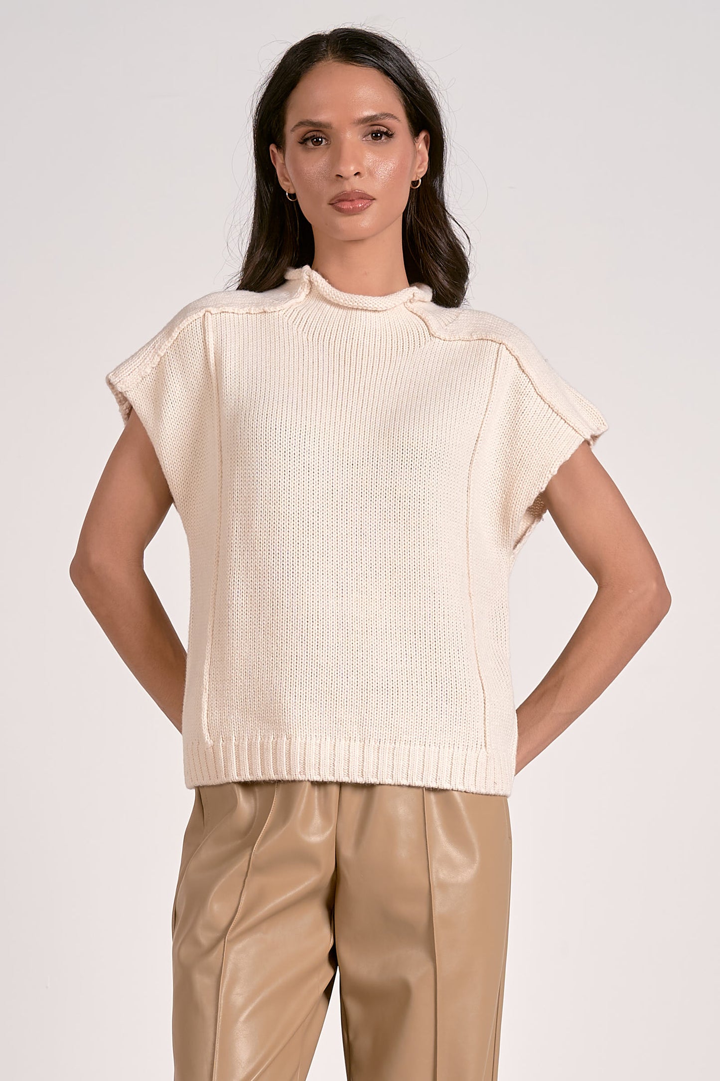 Maura Sweater Cap Sleeve Top/Ivory
