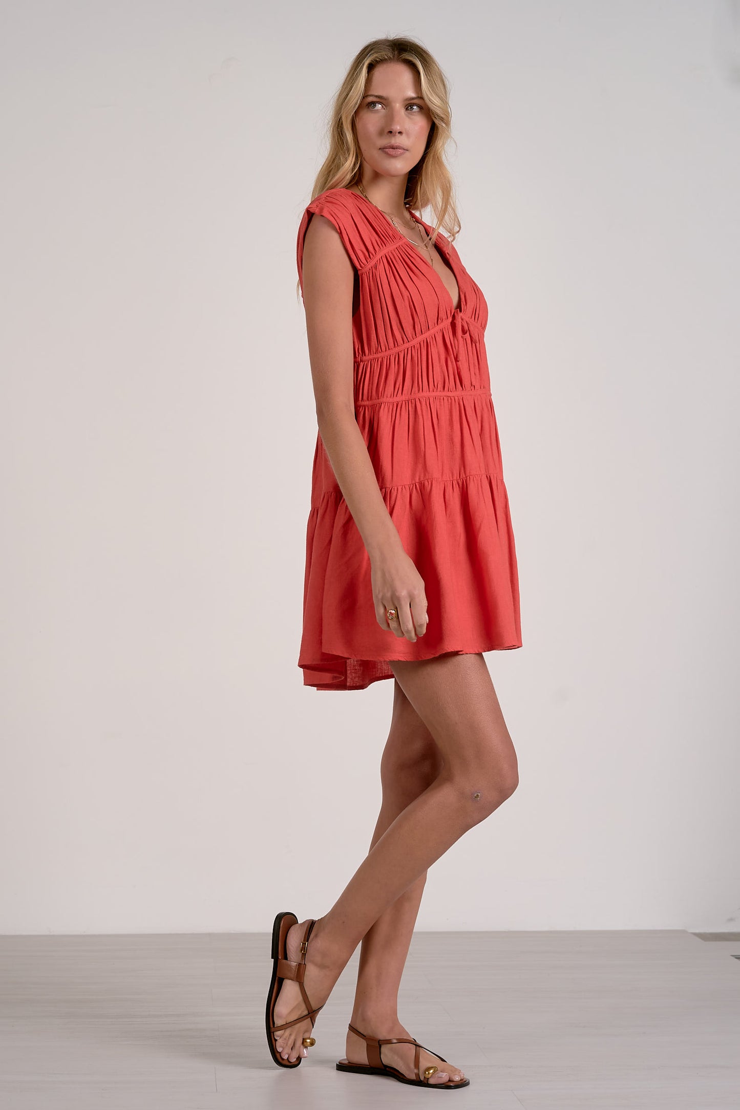 Willa Cap Sleeve Tiered Mini Dress