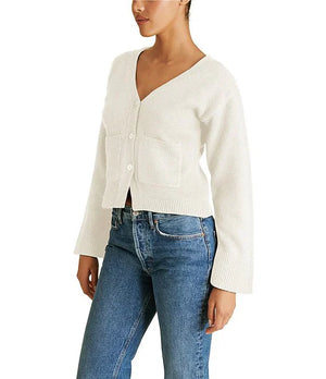 V Neck Bell Sleeve Cardigan Sweater