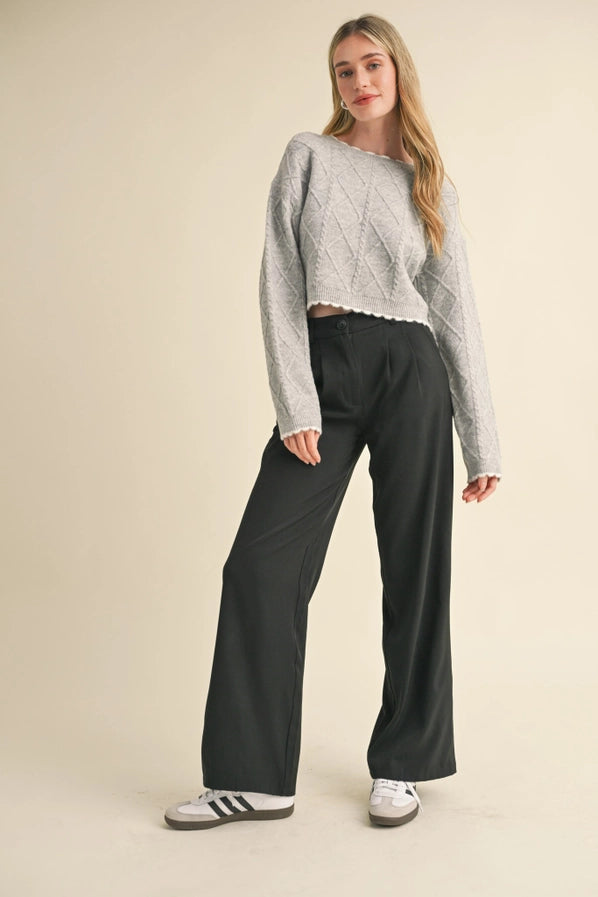 Pauline Cable Knit Cropped Sweater