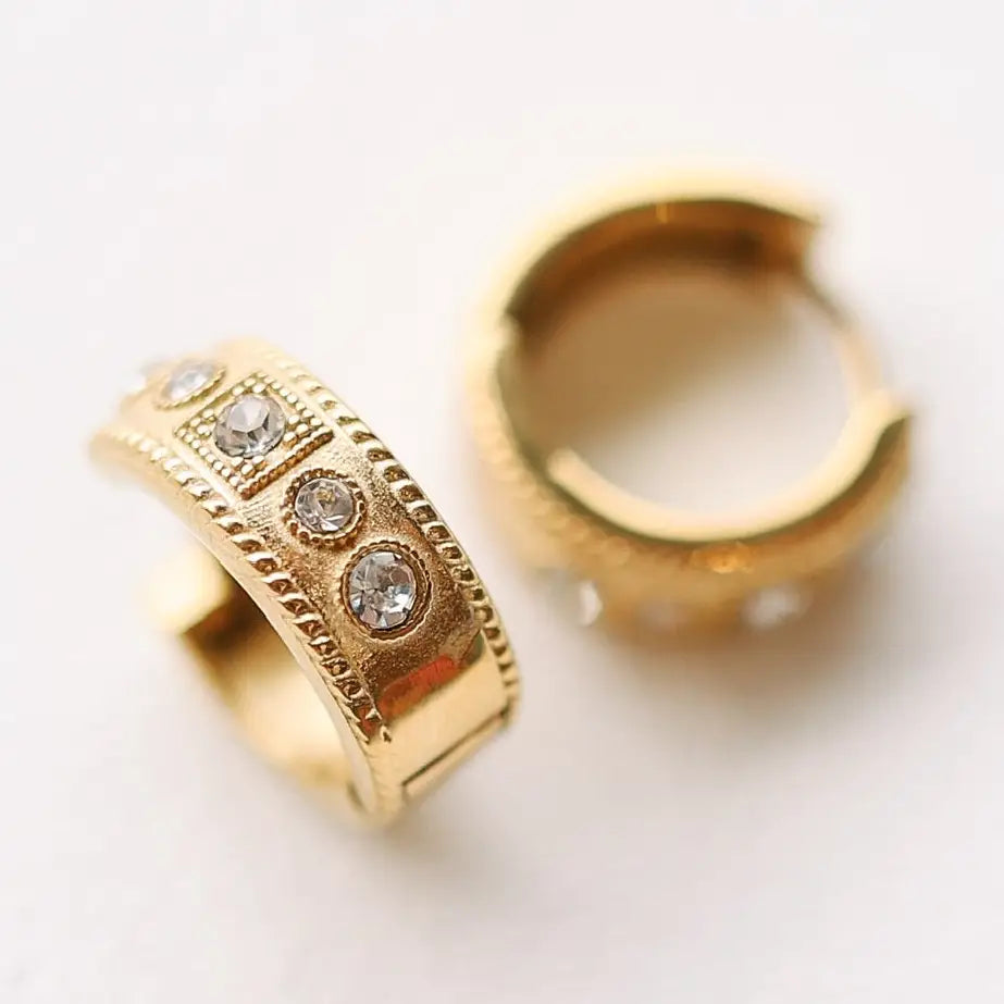 Em Crystal Gold Hoops