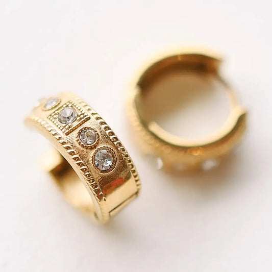 Em Crystal Gold Hoops
