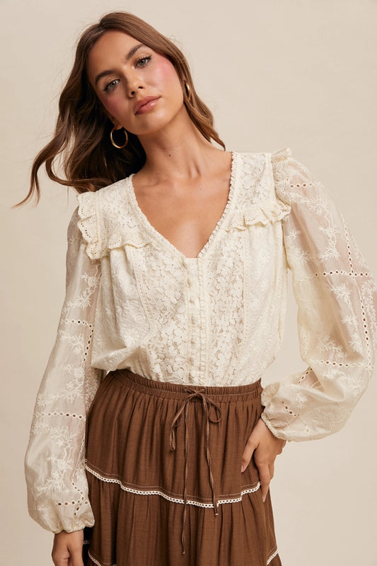 Charlie Embroidered Lace Blouse