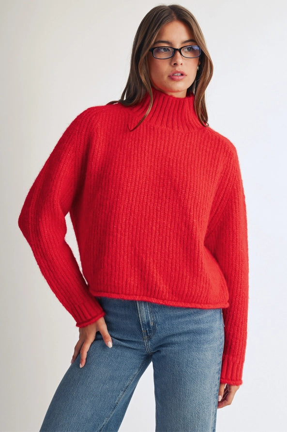 Charlie Soft brushed mockneck red