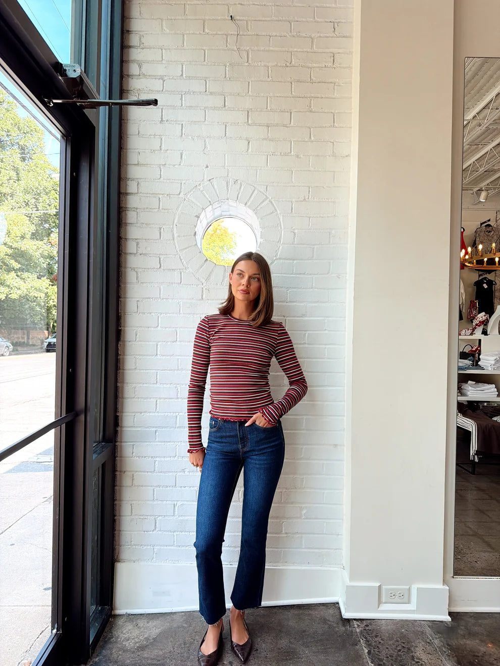 Melody Fitted Long sleeve Stripe Top