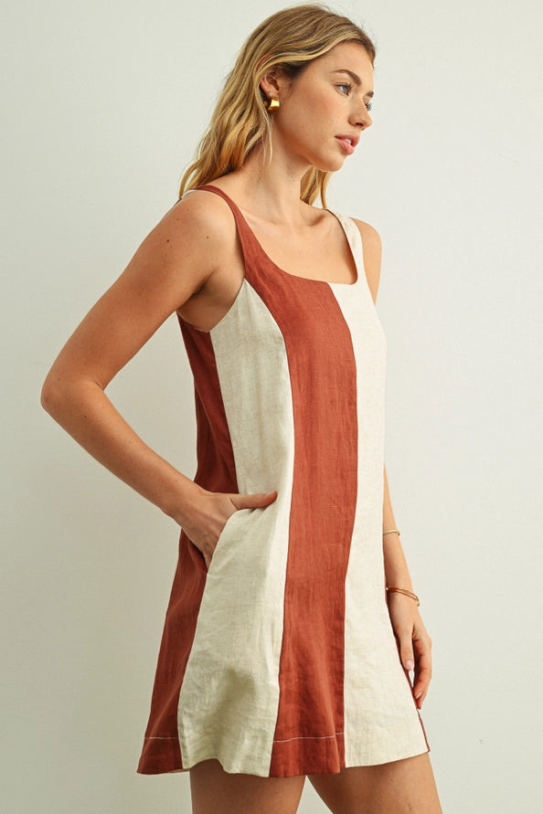 Blake Color Block Linen Stripe Mini Dress Opal Boutique Blake Color Block Linen Stripe Mini Dress Opal Boutique