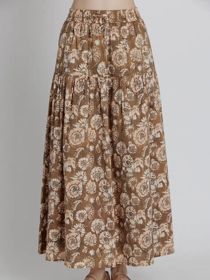 Pheobe Printed Tiered Midi Skirt