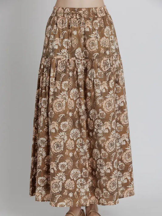 Pheobe Printed Tiered Midi Skirt