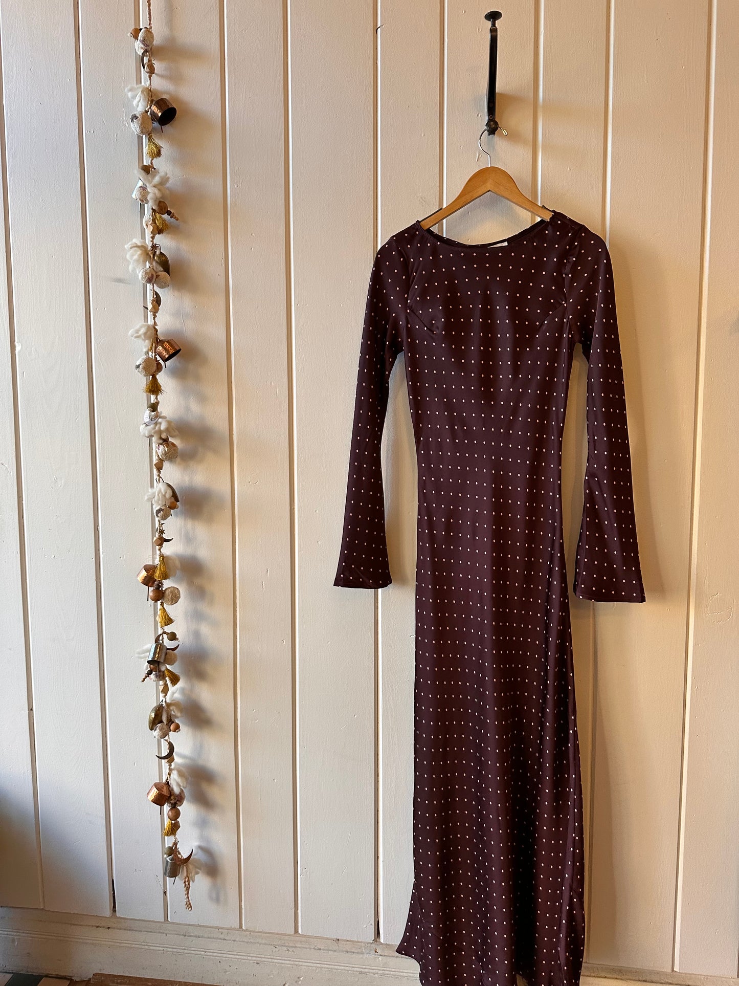 Georgie Burgundy Long Sleeve Polka Dot Dress