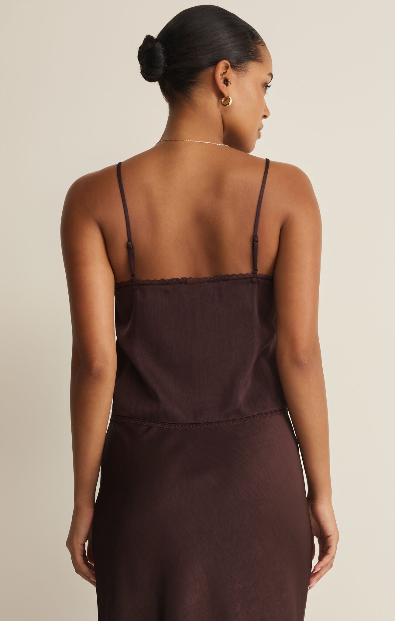 Viva Satin Tank Top/Chocolate Brown