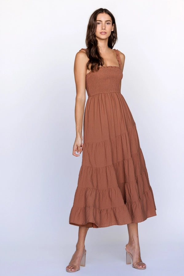 Mattie Smocked Tiered Midi Dress