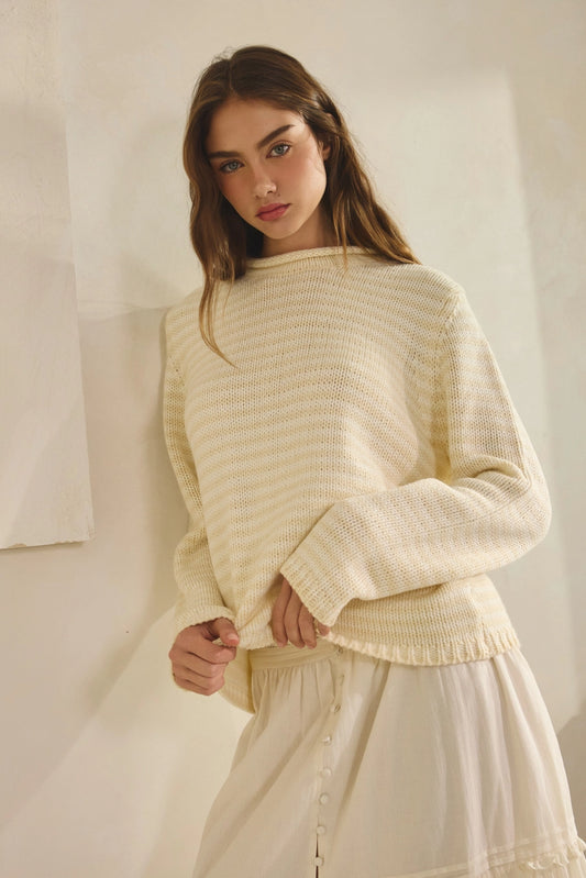 Scarlett Cozy Knit Sweater Top/Oatmeal