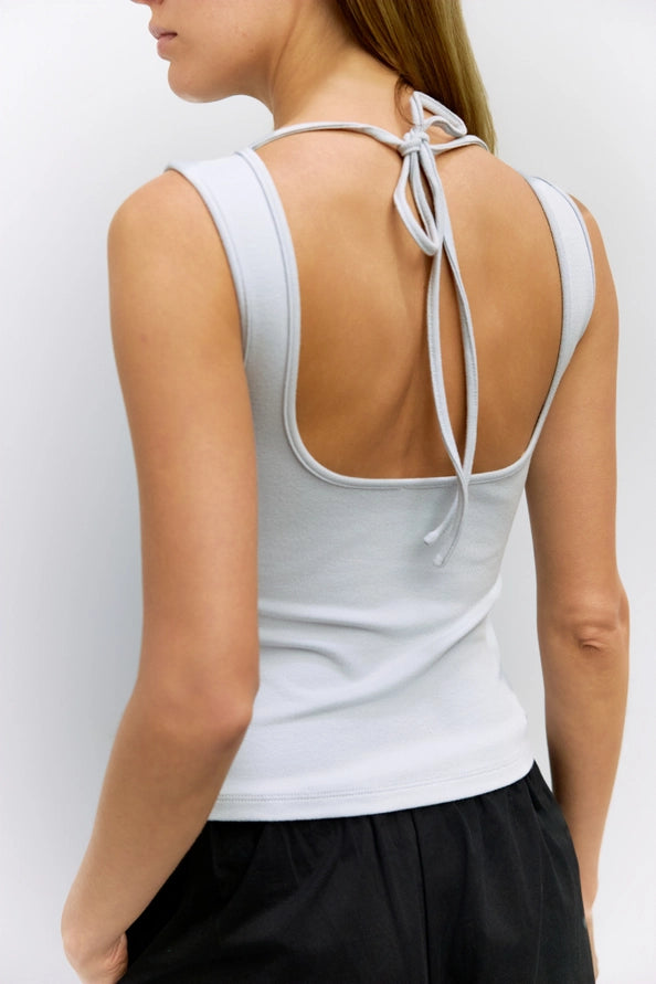 Suzy Cowl Neck Tank Top w/ Scoop Back Detail/Lt. Blue