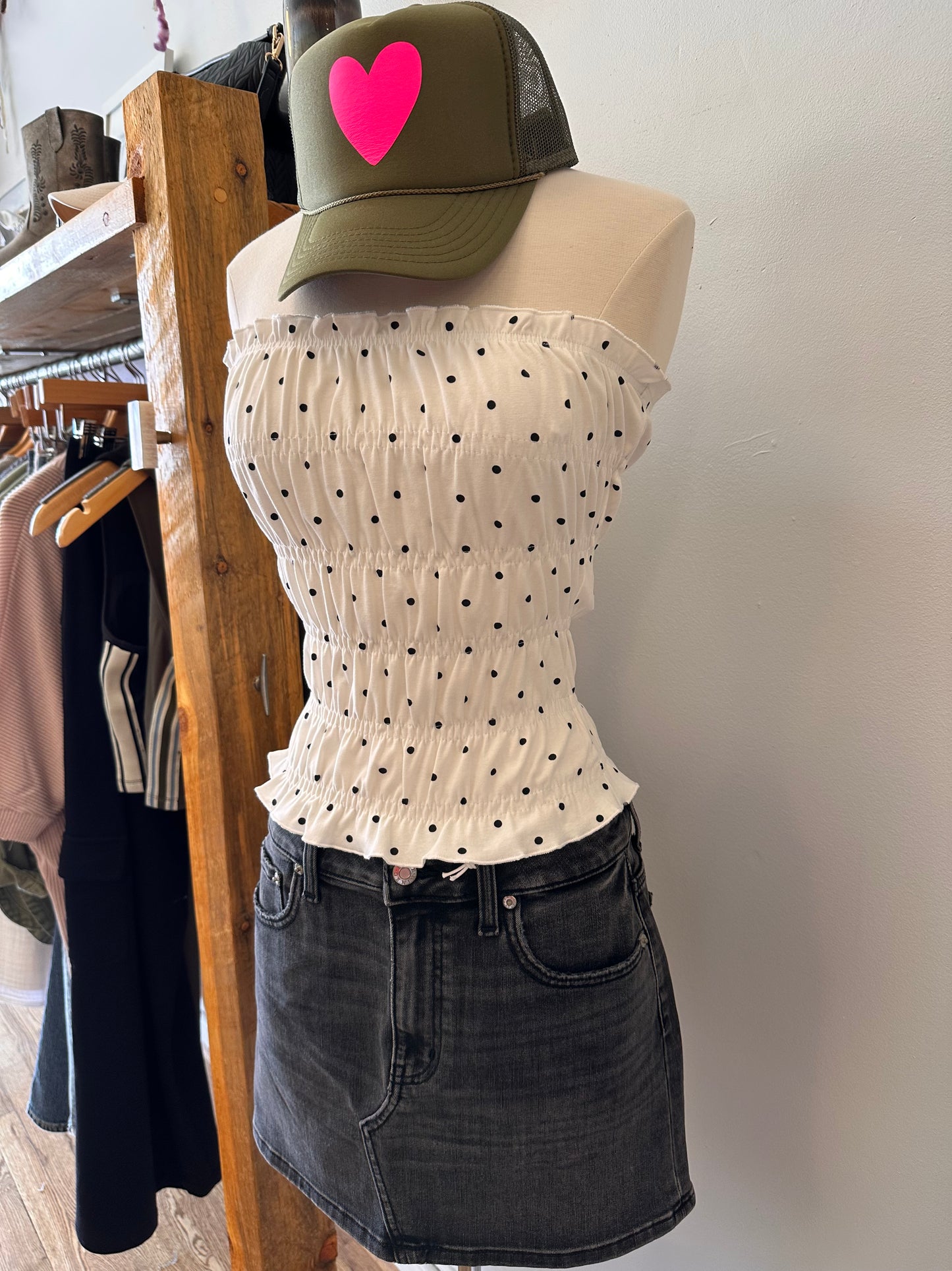 Leone Smocked Polka Dot Tube Top