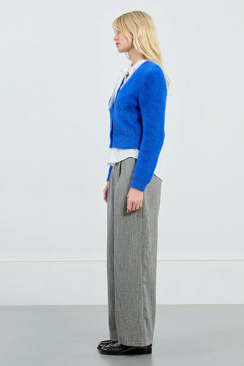 Quin Fuzzy Blue Knit Cardigan