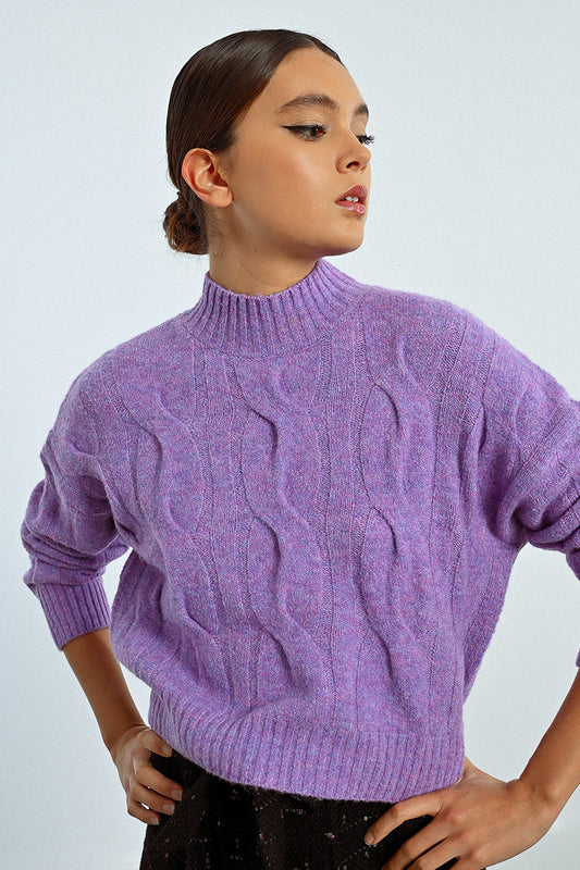 Payton Cable Knit Mock Neck Sweater