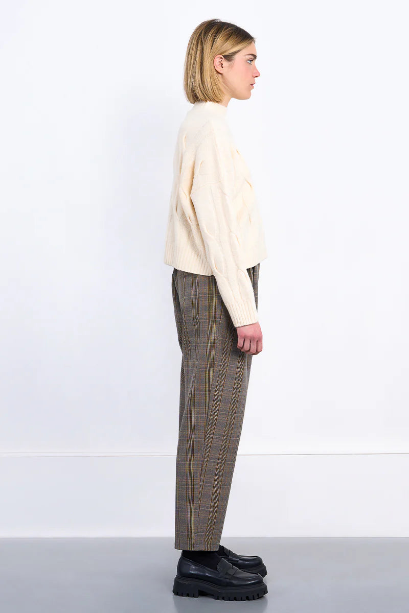 Payton Knit Cable Mock Neck Sweater/Ivory