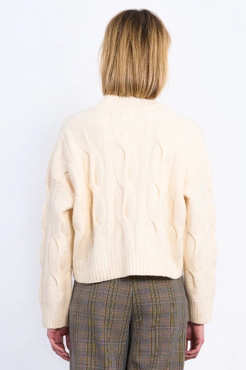 Payton Knit Cable Mock Neck Sweater/Ivory