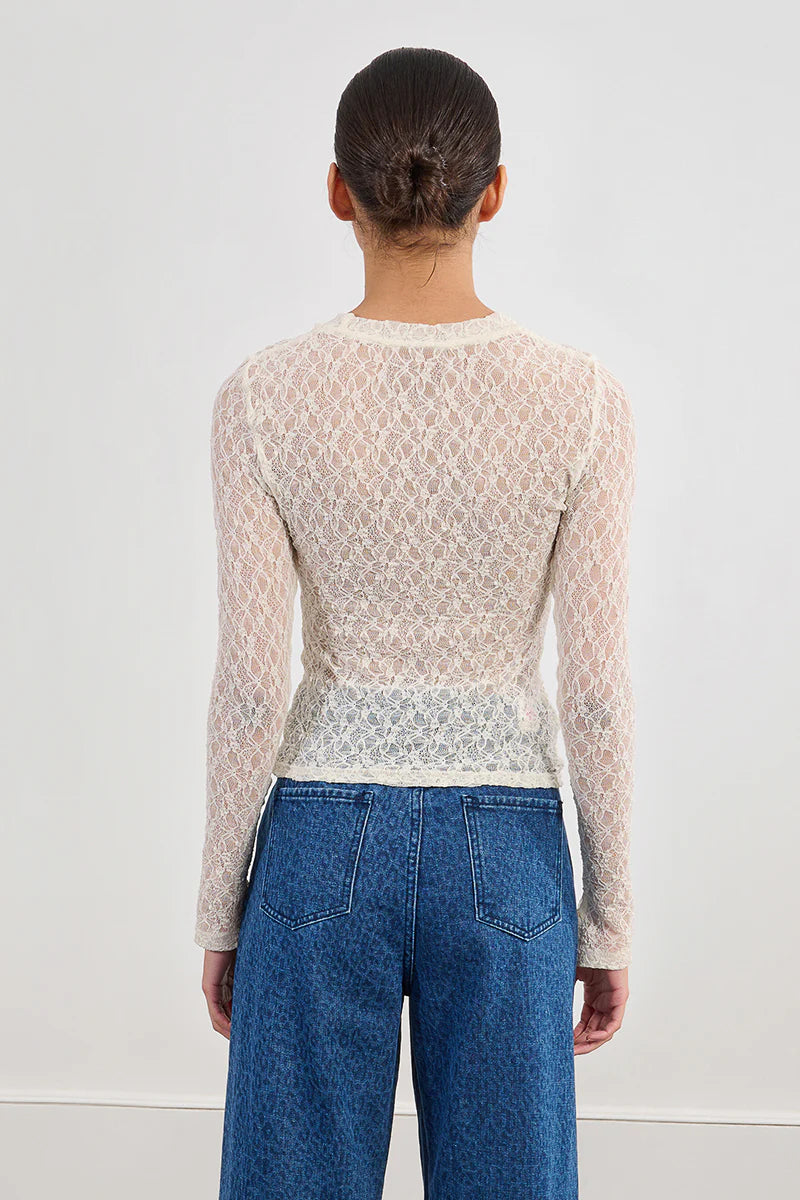 Emery Lace L/S Top Ivory