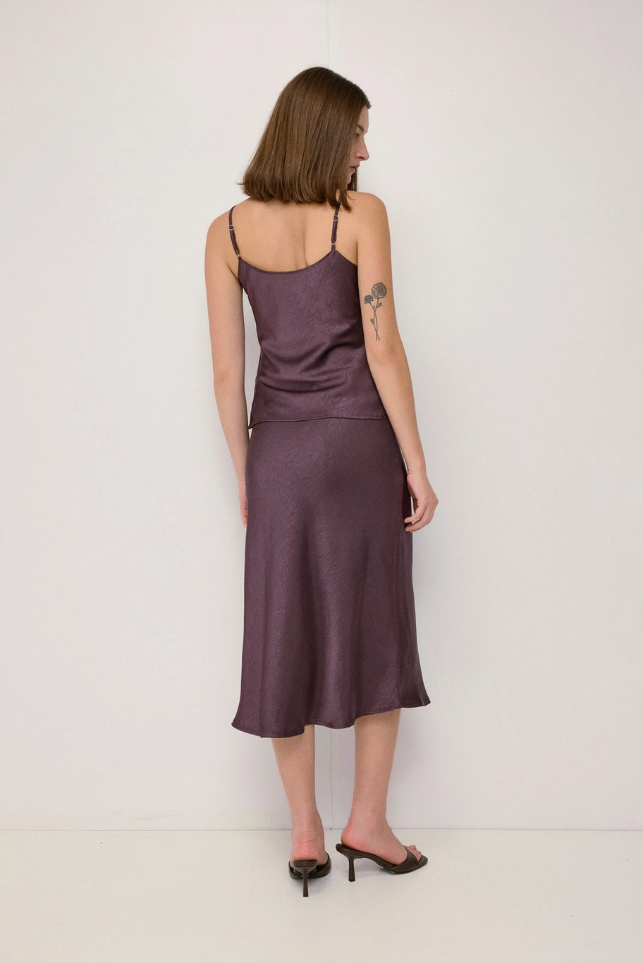Jasmine Crinkle Satin Tank Top/Plum