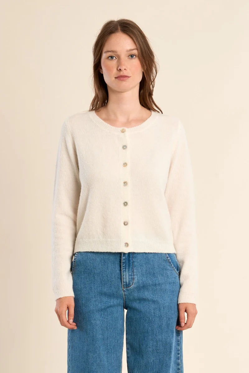 London Soft Knitted Cardigan/Off White