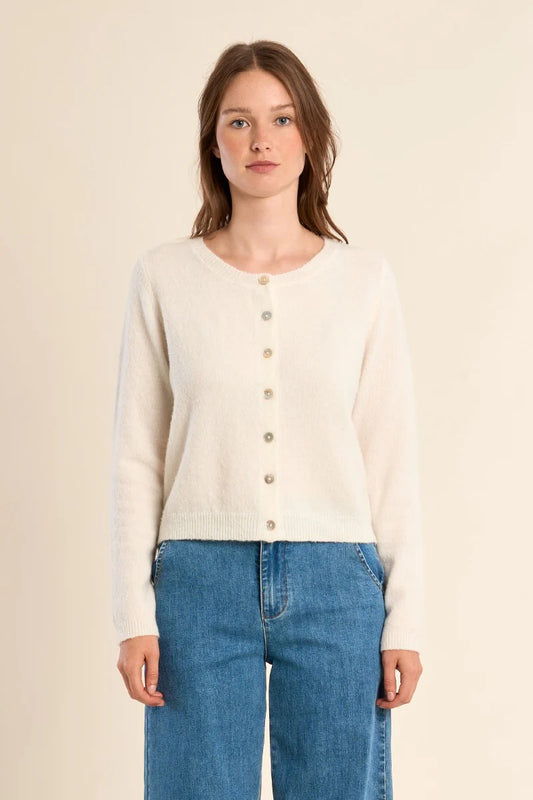 London Soft Knitted Cardigan/Off White