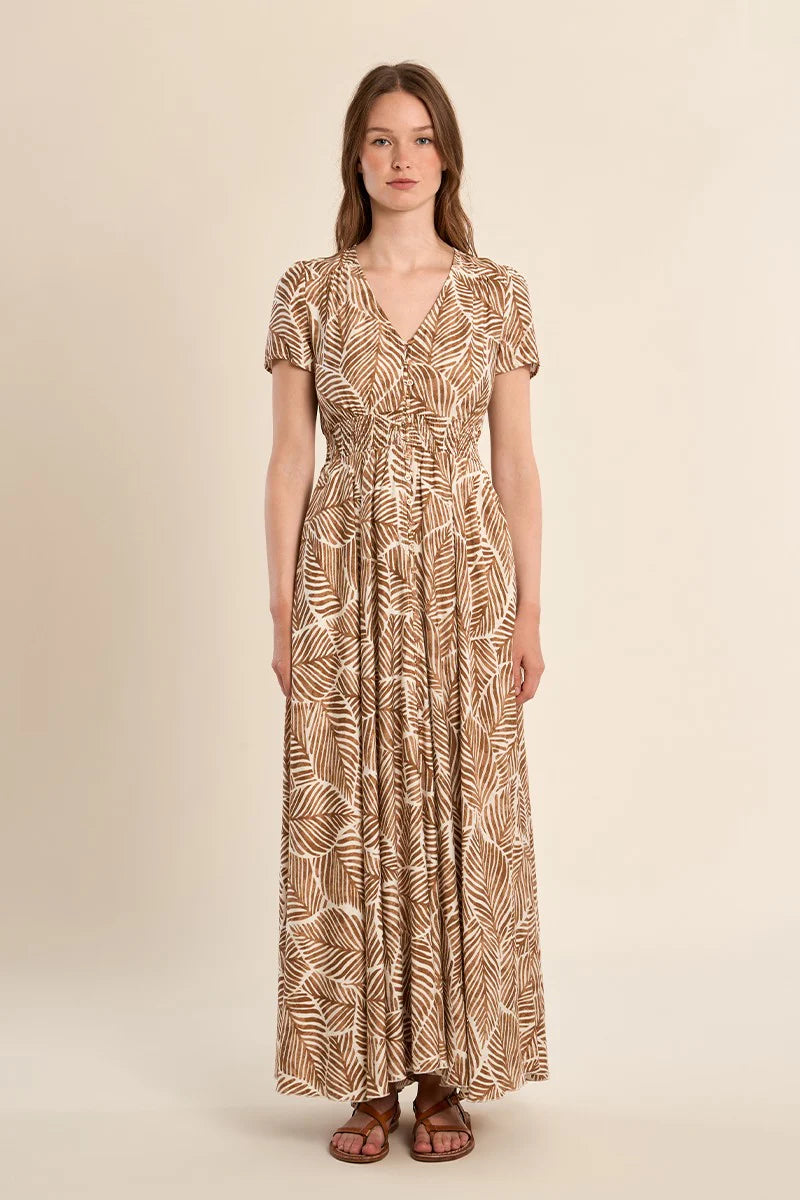 Giselle Maxi Dress Leaf Print