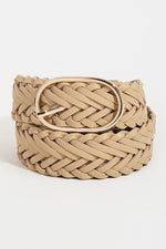 Braided Faux Leather Oval Buckle Bet