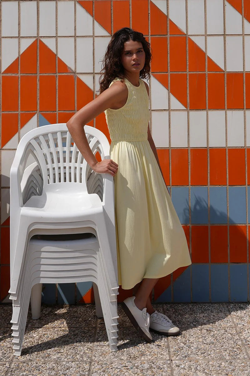 Amanda Smocked Cotton Midi Dress